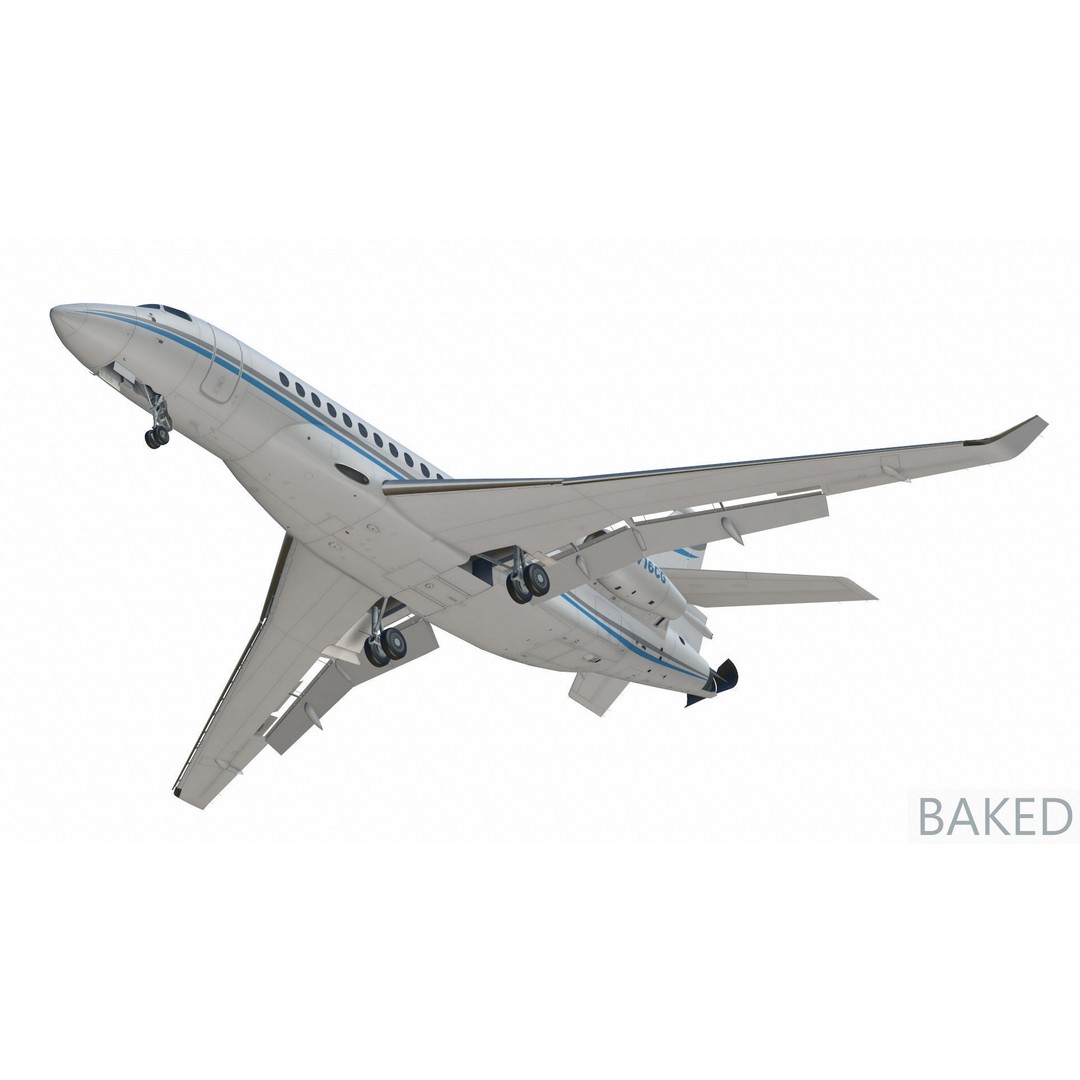Dassault Falcon 8X 3D Model – Low Poly Aircraft, Game Ready FBX - View 27
