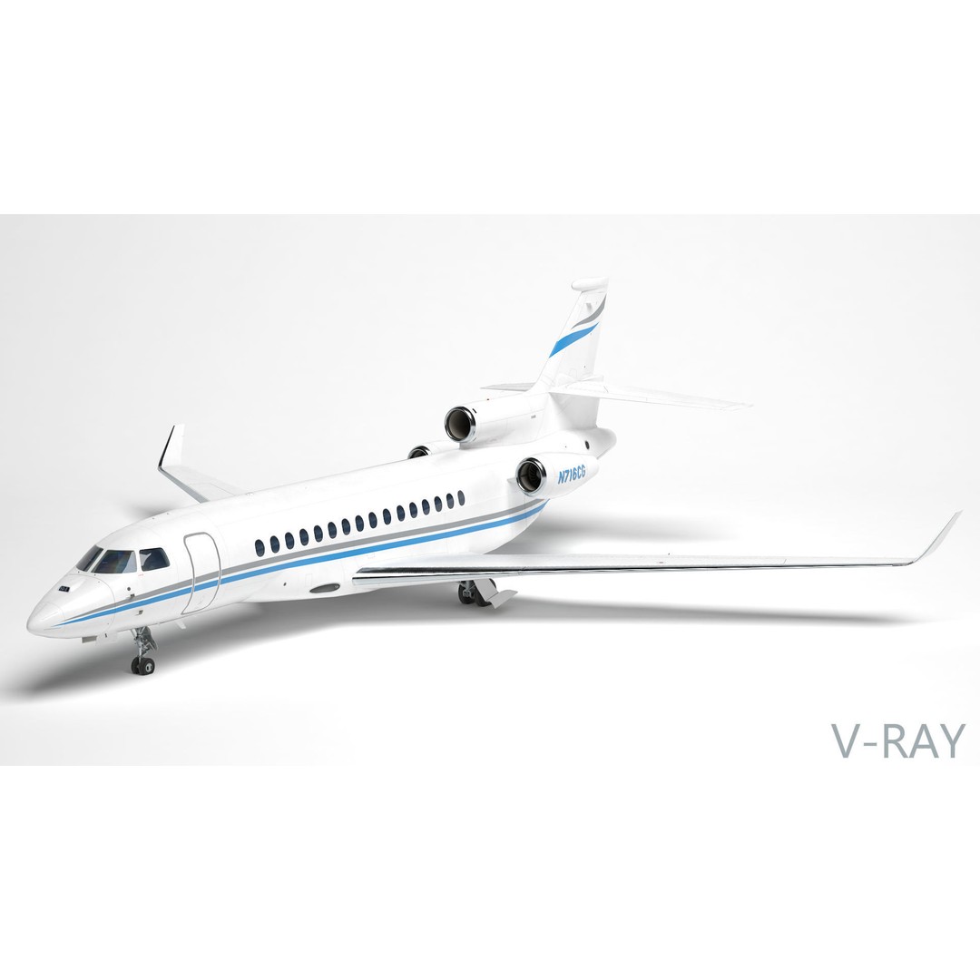Dassault Falcon 8X 3D Model – Low Poly Aircraft, Game Ready FBX - View 28