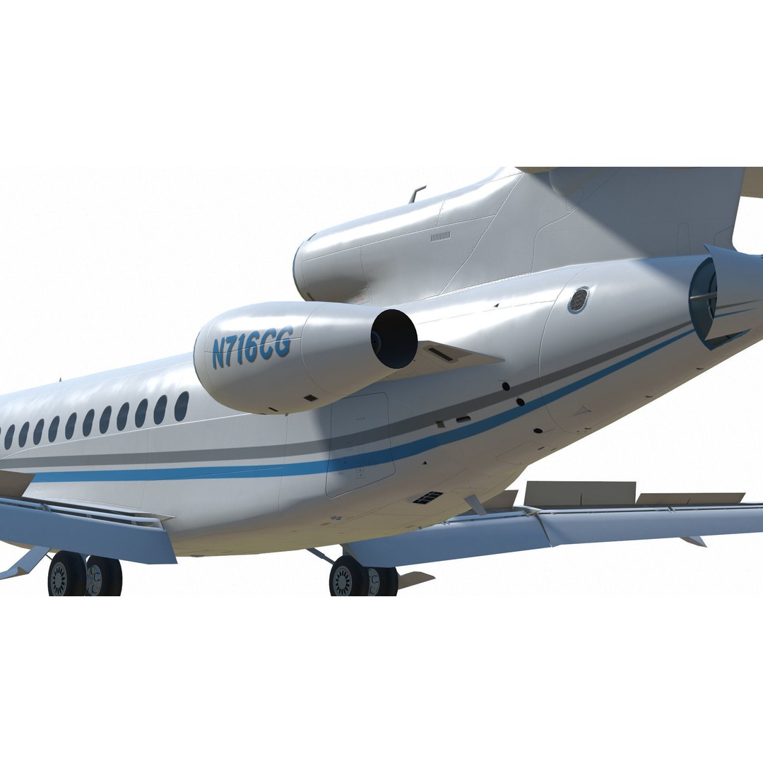 Dassault Falcon 8X 3D Model – Low Poly Aircraft, Game Ready FBX - View 30