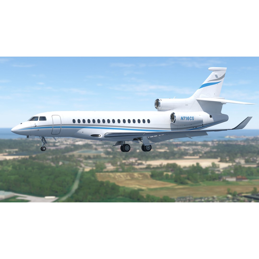 Dassault Falcon 8X 3D Model – Low Poly Aircraft, Game Ready FBX - View 4