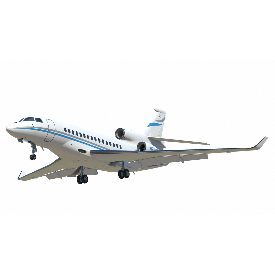 Dassault Falcon 8X 3D Model – Low Poly Aircraft, Game Ready FBX - View 5