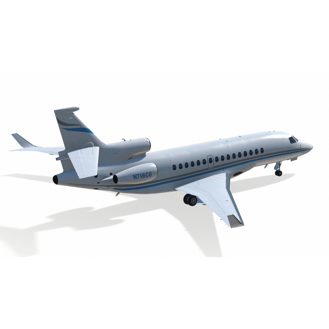 Dassault Falcon 8X 3D Model – Low Poly Aircraft, Game Ready FBX - View 8