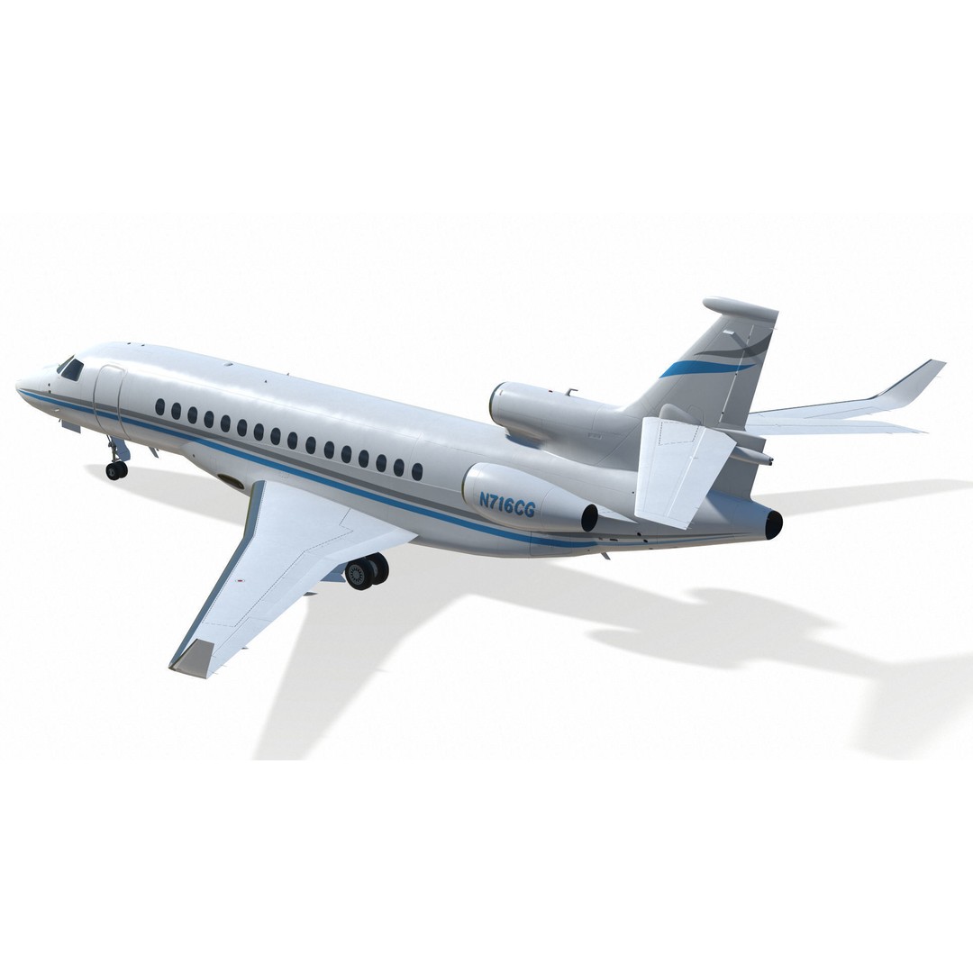 Dassault Falcon 8X 3D Model – Low Poly Aircraft, Game Ready FBX - View 9
