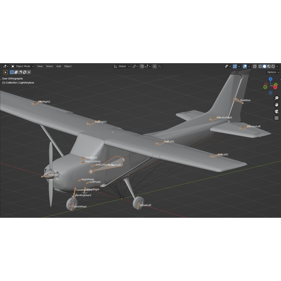 Light Airplane 3D Model – Low Poly Game Ready Asset, FBX - View 15