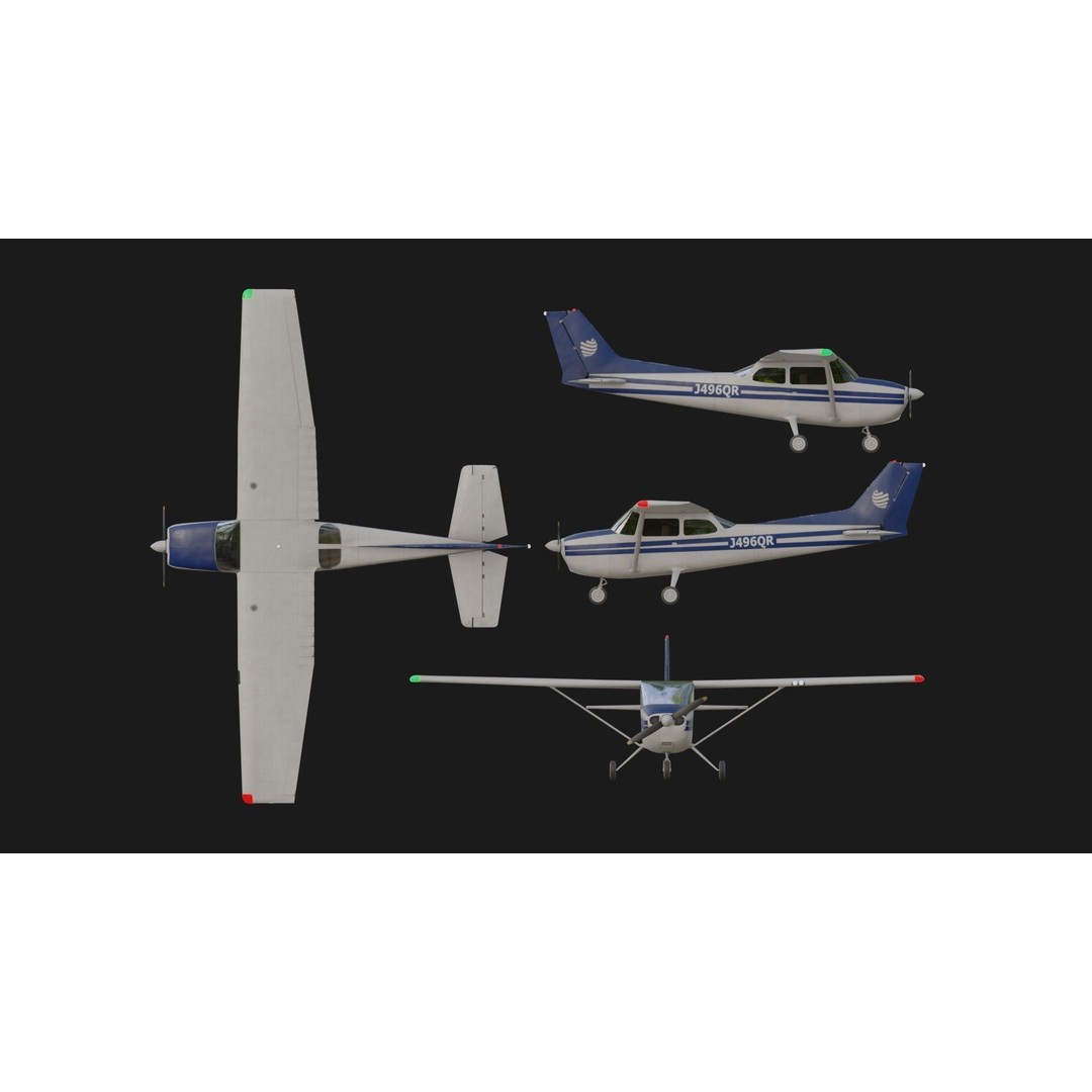 Light Airplane 3D Model – Low Poly Game Ready Asset, FBX - View 4