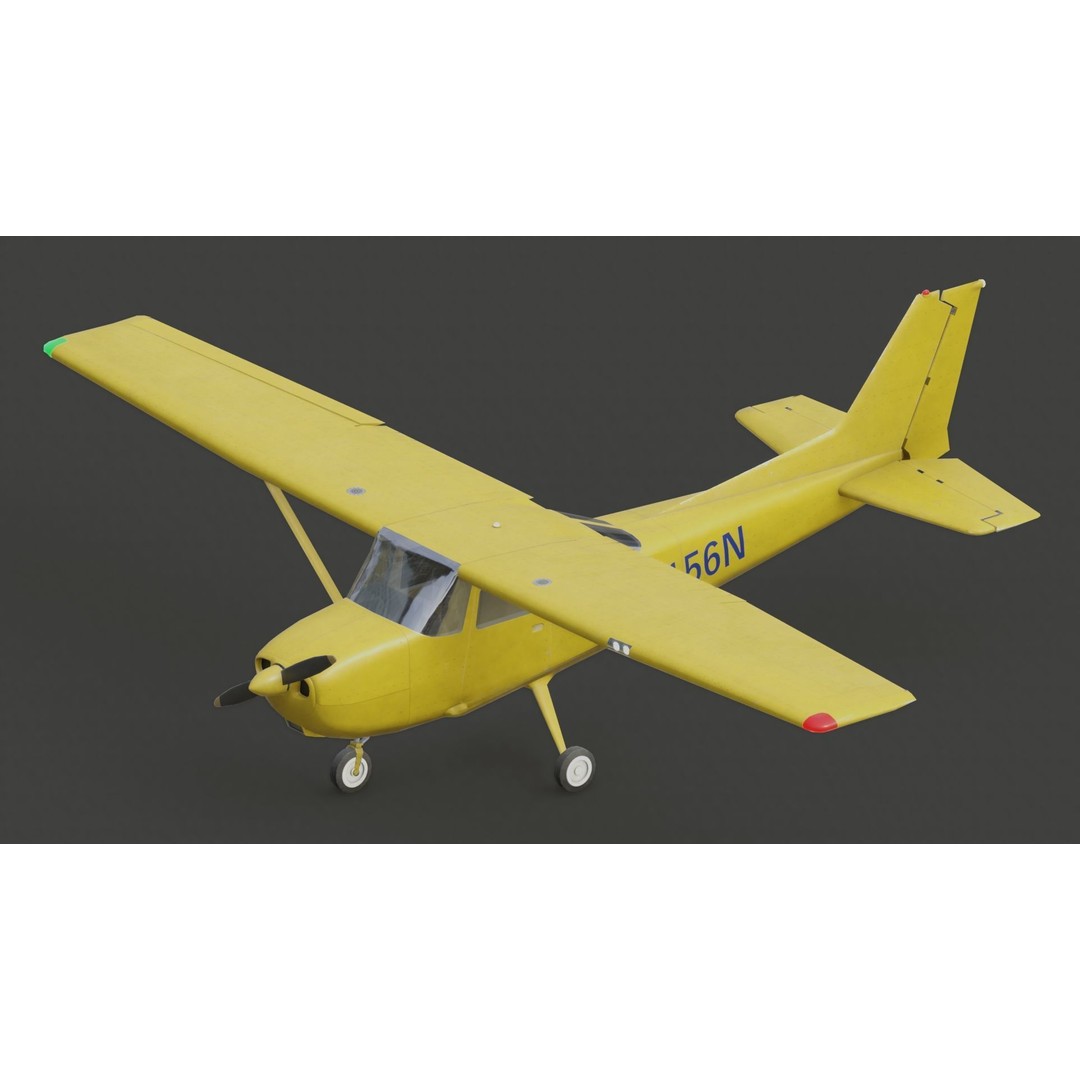 Light Airplane 3D Model – Low Poly Game Ready Asset, FBX - View 7