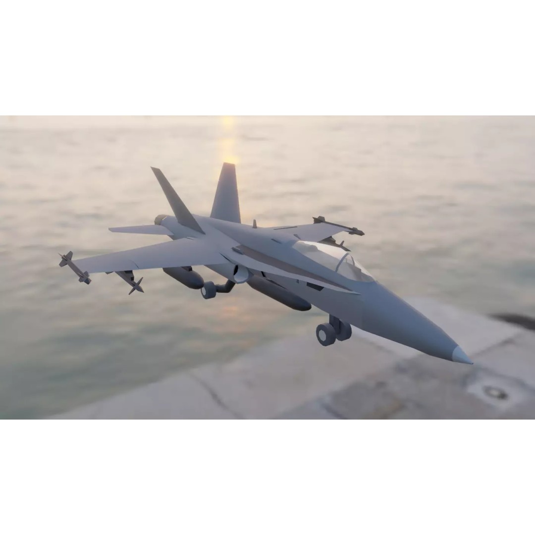 F/A-18 Hornet 3D Model – Low Poly Fighter Jet, Game Ready, FBX - View 2