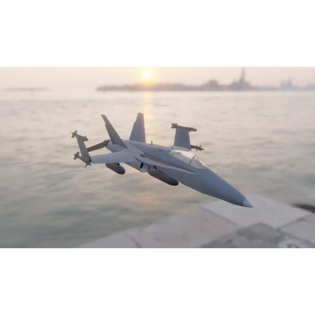 F/A-18 Hornet 3D Model – Low Poly Fighter Jet, Game Ready, FBX - View 3