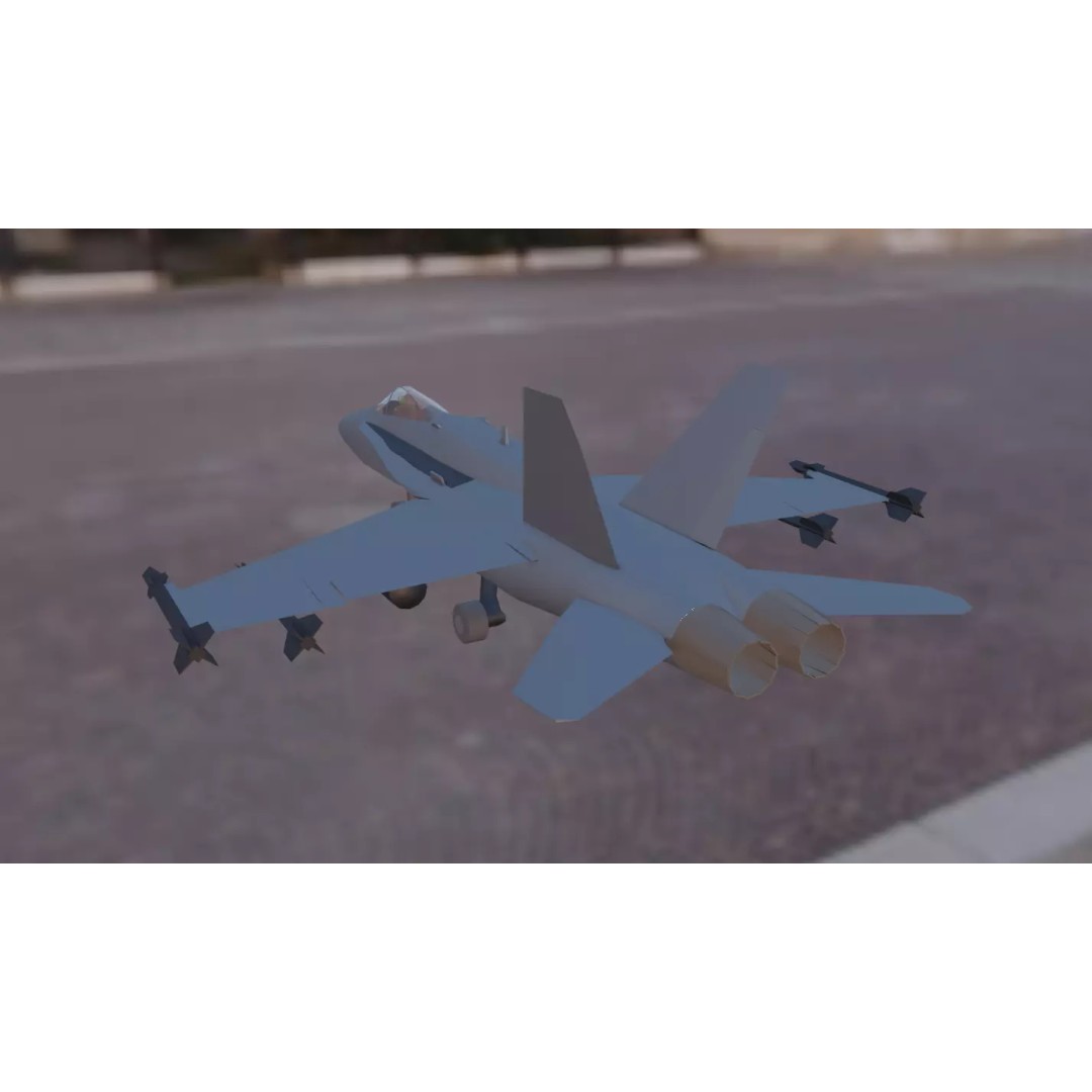F/A-18 Hornet 3D Model – Low Poly Fighter Jet, Game Ready, FBX - View 5