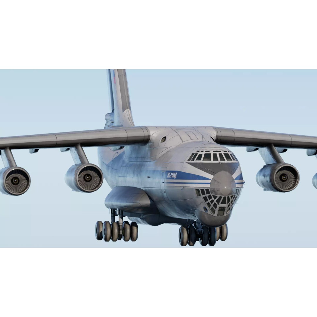 Iliouchine Il-76 3D Model – Low Poly Game Ready Aircraft, FBX, Blender - View 10