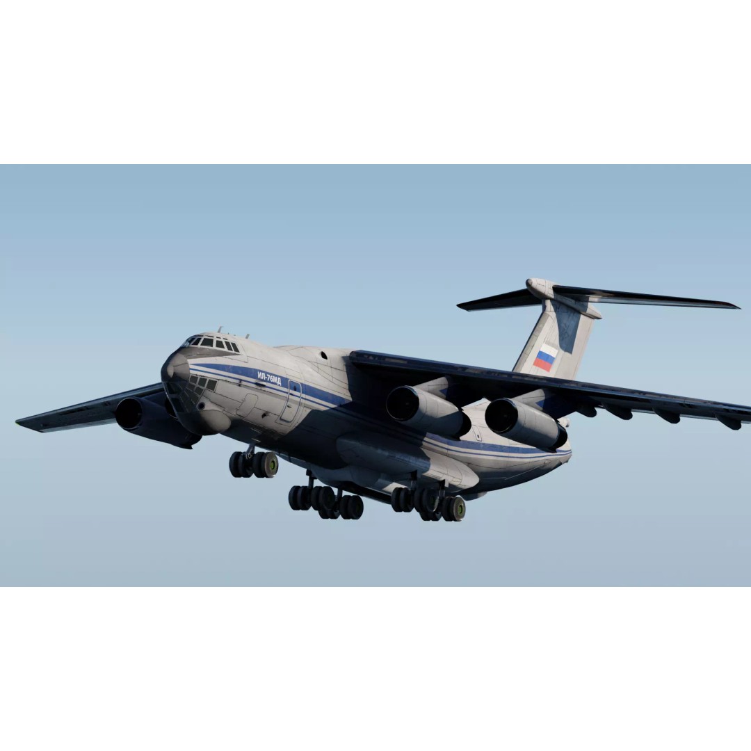 Iliouchine Il-76 3D Model – Low Poly Game Ready Aircraft, FBX, Blender - View 2