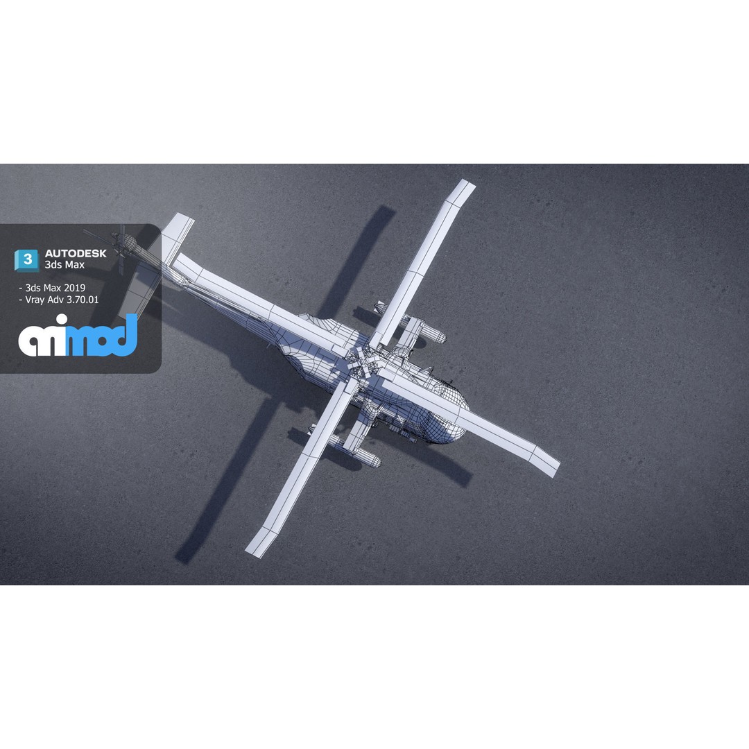 TW Helicopter 3D Model – Realistic Aircraft Asset, FBX, PBR - View 10