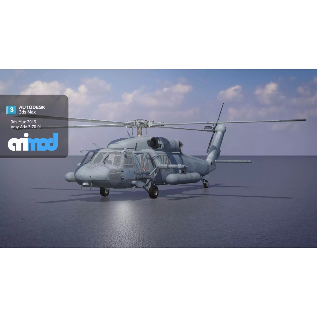 TW Helicopter 3D Model – Realistic Aircraft Asset, FBX, PBR - View 2