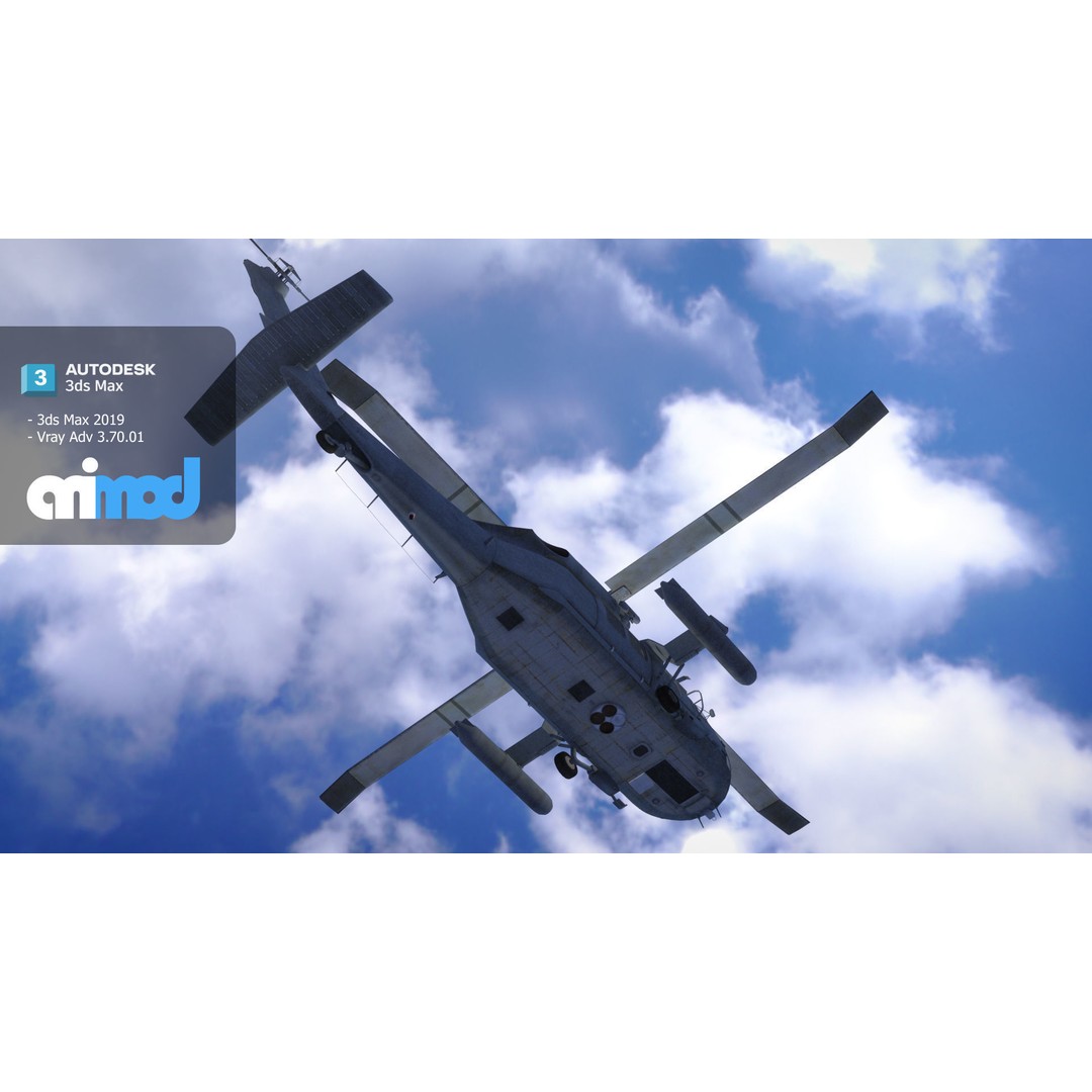 TW Helicopter 3D Model – Realistic Aircraft Asset, FBX, PBR - View 3