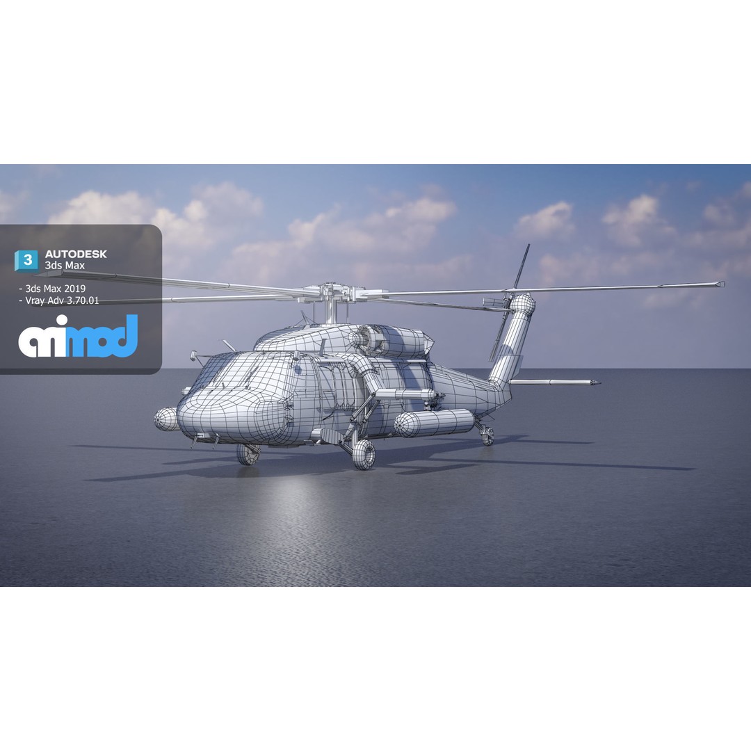 TW Helicopter 3D Model – Realistic Aircraft Asset, FBX, PBR - View 7