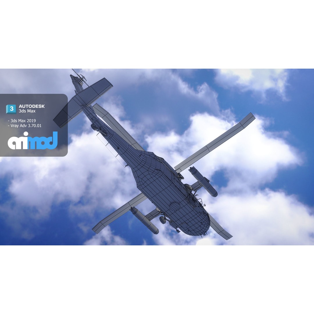TW Helicopter 3D Model – Realistic Aircraft Asset, FBX, PBR - View 8