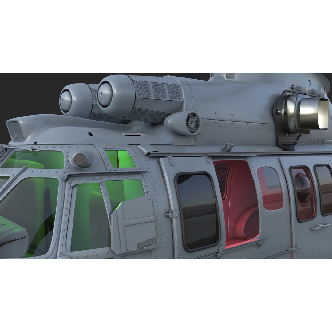 Eurocopter EC 725 Caracal 3D Model – High Poly Animated Helicopter, FBX, Blender - View 11