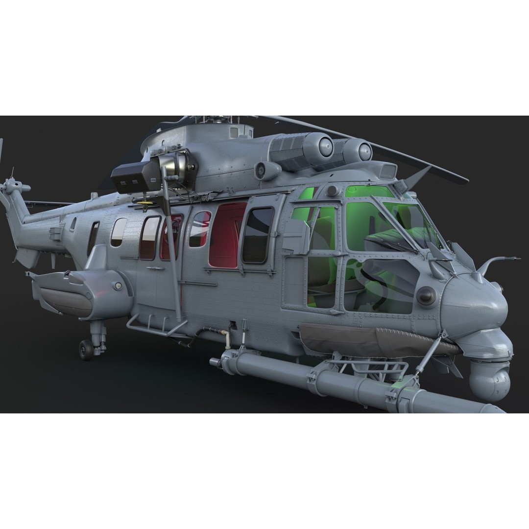 Eurocopter EC 725 Caracal 3D Model – High Poly Animated Helicopter, FBX, Blender - View 22