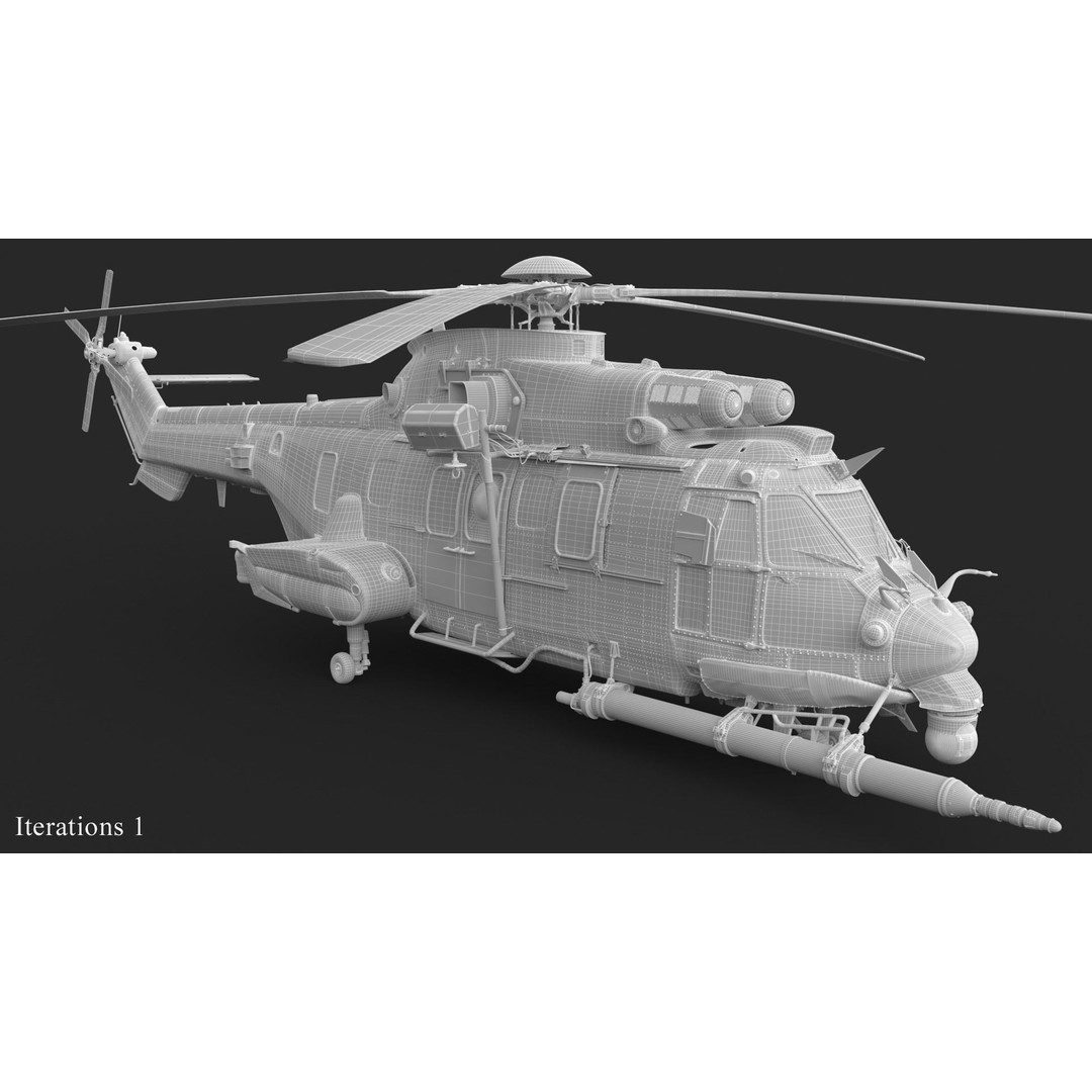 Eurocopter EC 725 Caracal 3D Model – High Poly Animated Helicopter, FBX, Blender - View 52