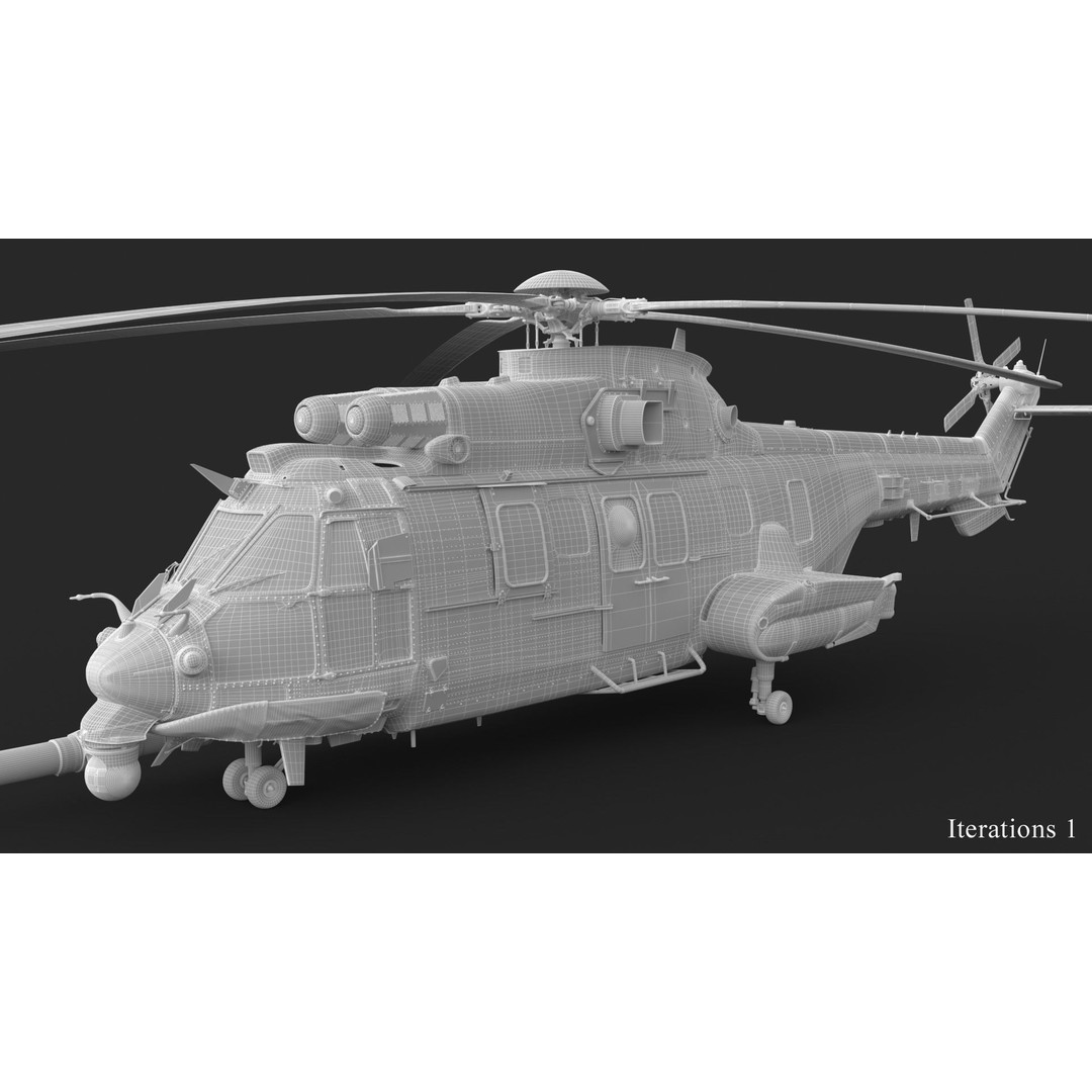Eurocopter EC 725 Caracal 3D Model – High Poly Animated Helicopter, FBX, Blender - View 55