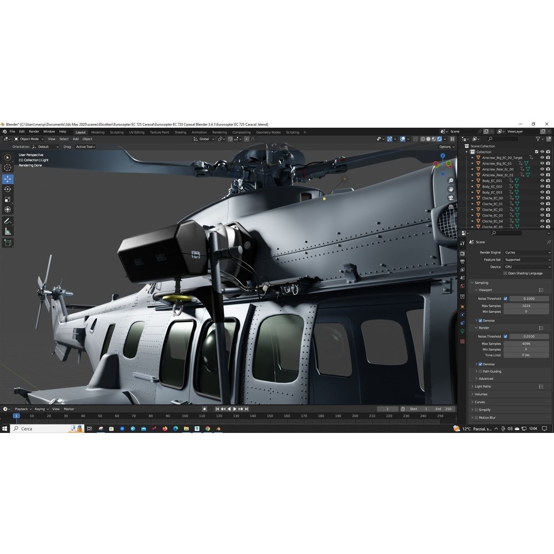 Eurocopter EC 725 Caracal 3D Model – High Poly Animated Helicopter, FBX, Blender - View 74