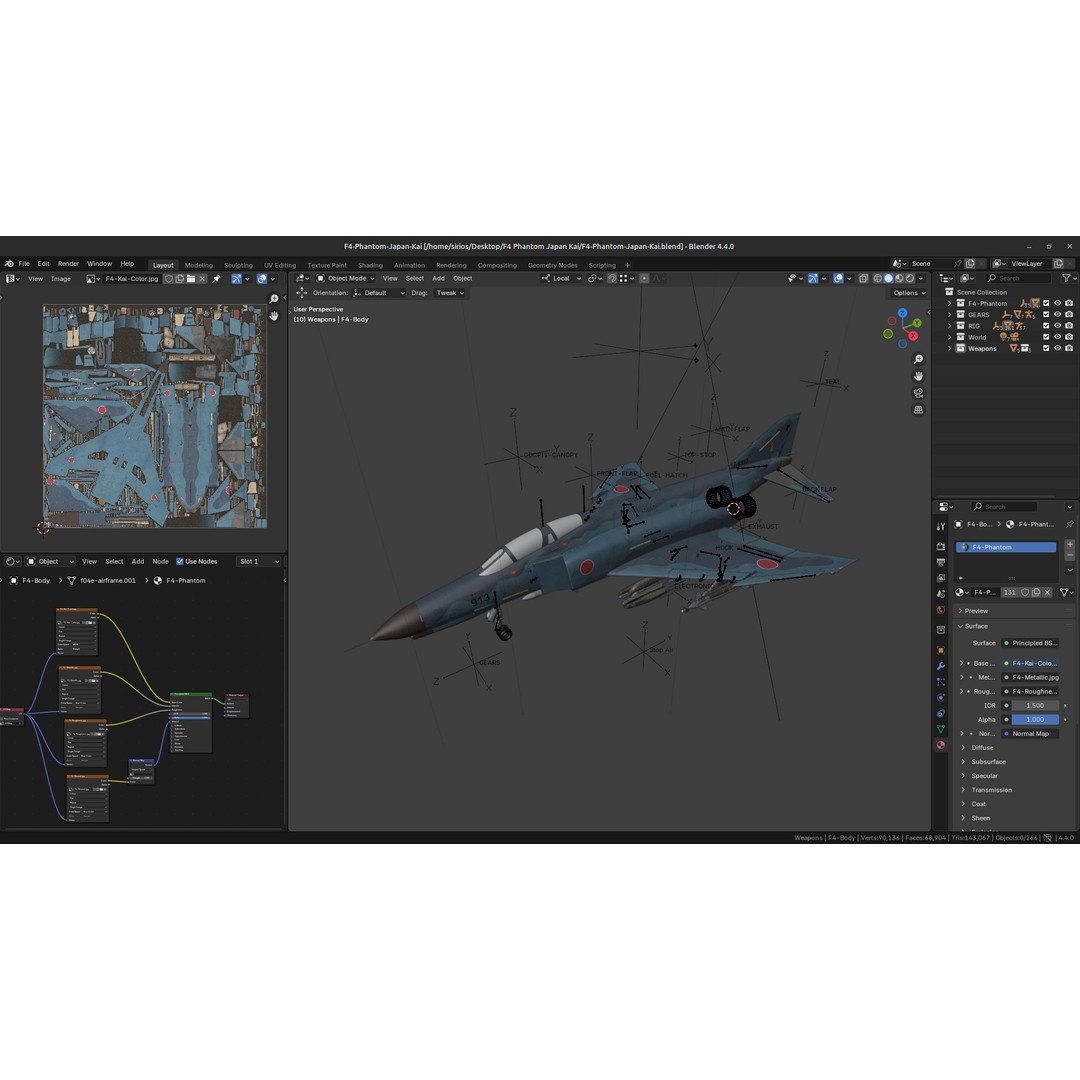 F4 Phantom 2 3D Model – Low Poly Military Aircraft, Rigged, Blender