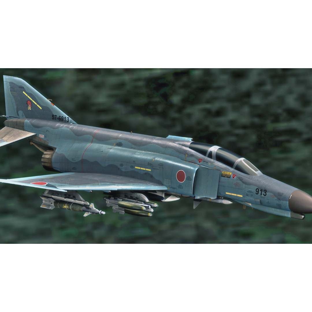 F4 Phantom 2 3D Model – Low Poly Military Aircraft, Rigged, Blender - View 12