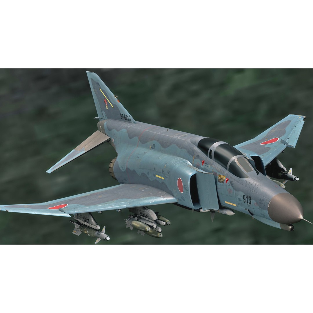 F4 Phantom 2 3D Model – Low Poly Military Aircraft, Rigged, Blender - View 15
