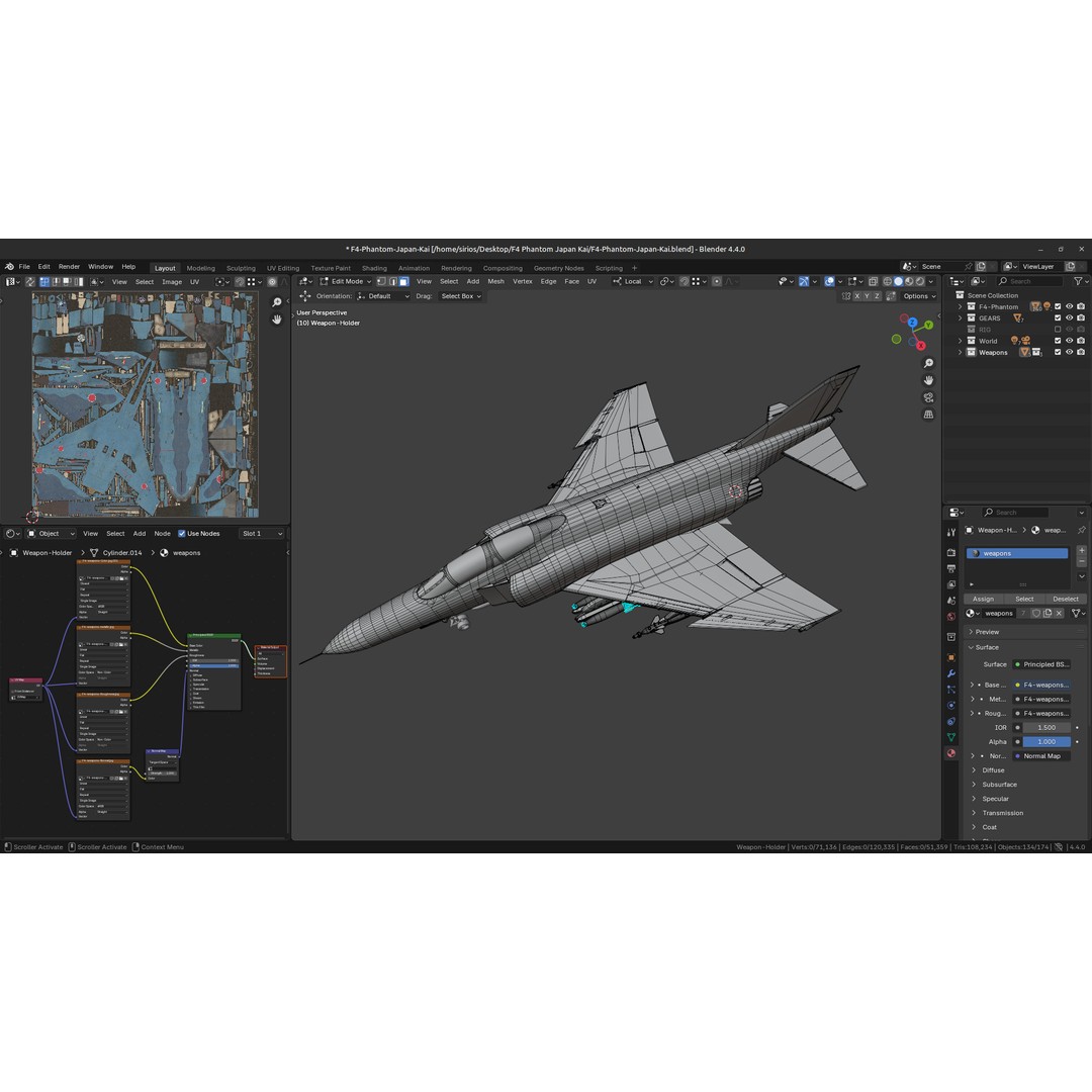 F4 Phantom 2 3D Model – Low Poly Military Aircraft, Rigged, Blender - View 18