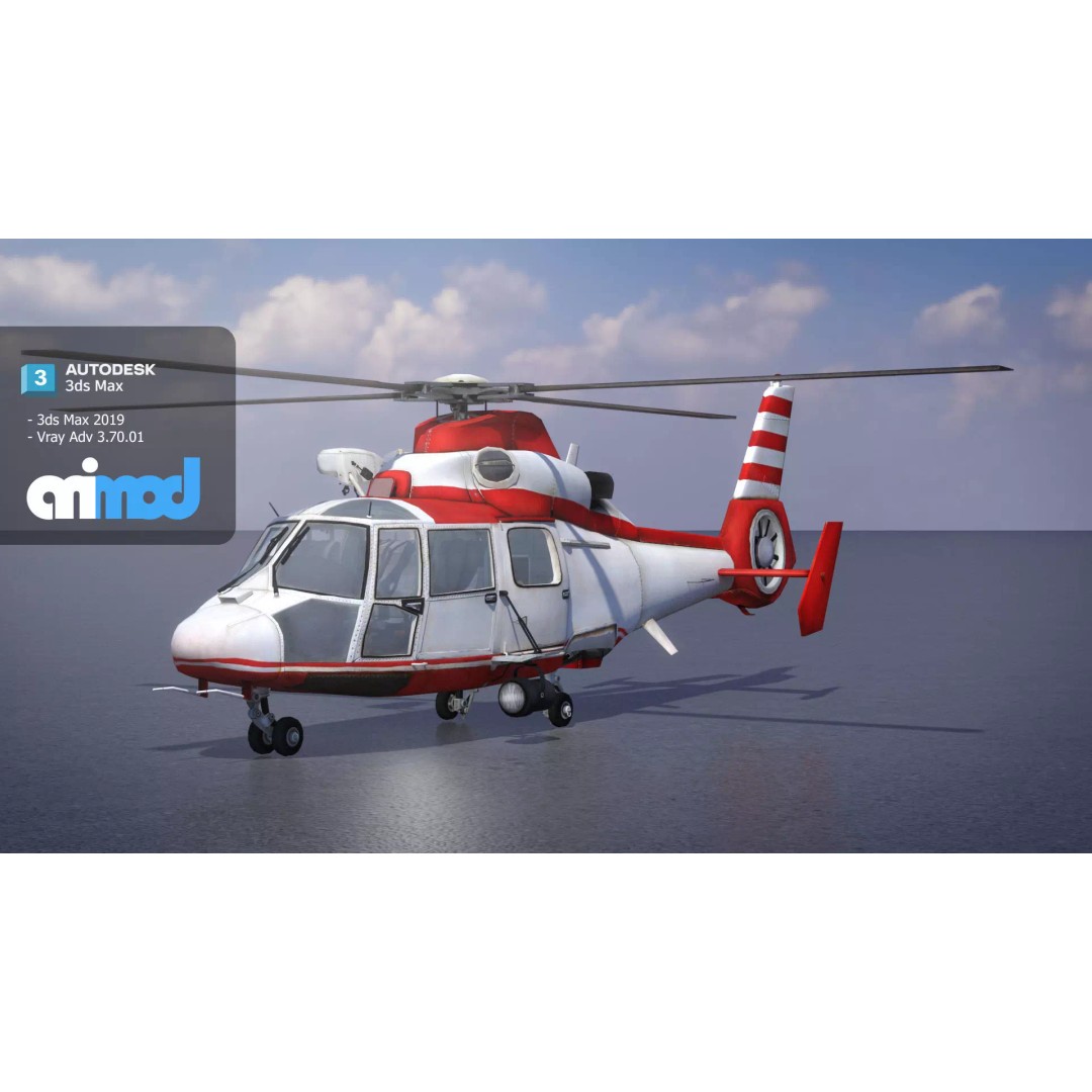 TW Helicopter 3D Model – High Poly PBR Aircraft Asset, FBX - View 2