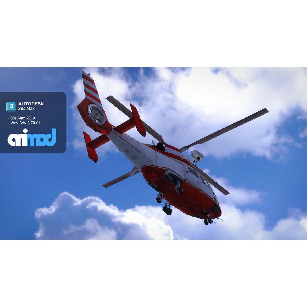 TW Helicopter 3D Model – High Poly PBR Aircraft Asset, FBX - View 3