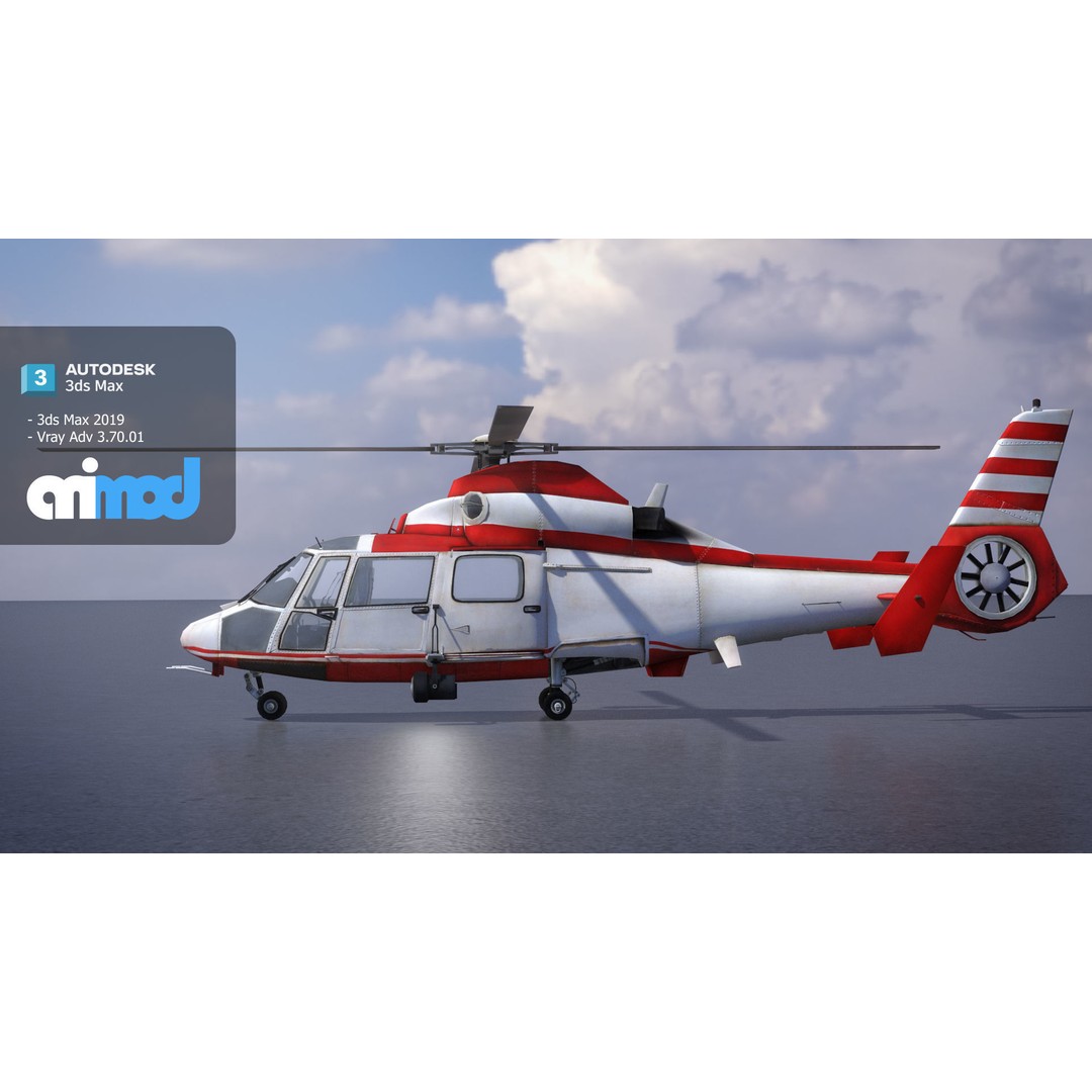 TW Helicopter 3D Model – High Poly PBR Aircraft Asset, FBX - View 4