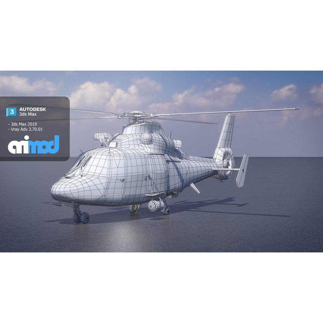 TW Helicopter 3D Model – High Poly PBR Aircraft Asset, FBX - View 7