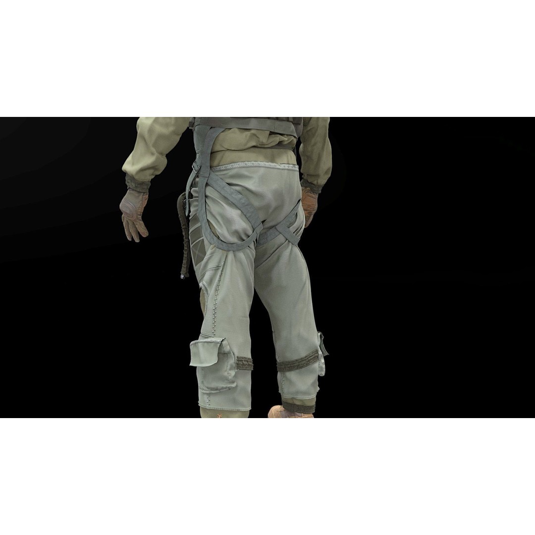 F35 Pilot 3D Model – High Poly Game-Ready Character, PBR Textures - View 11