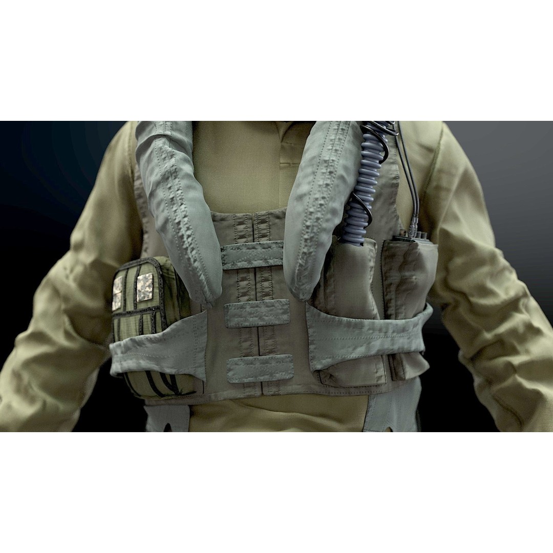 F35 Pilot 3D Model – High Poly Game-Ready Character, PBR Textures - View 17