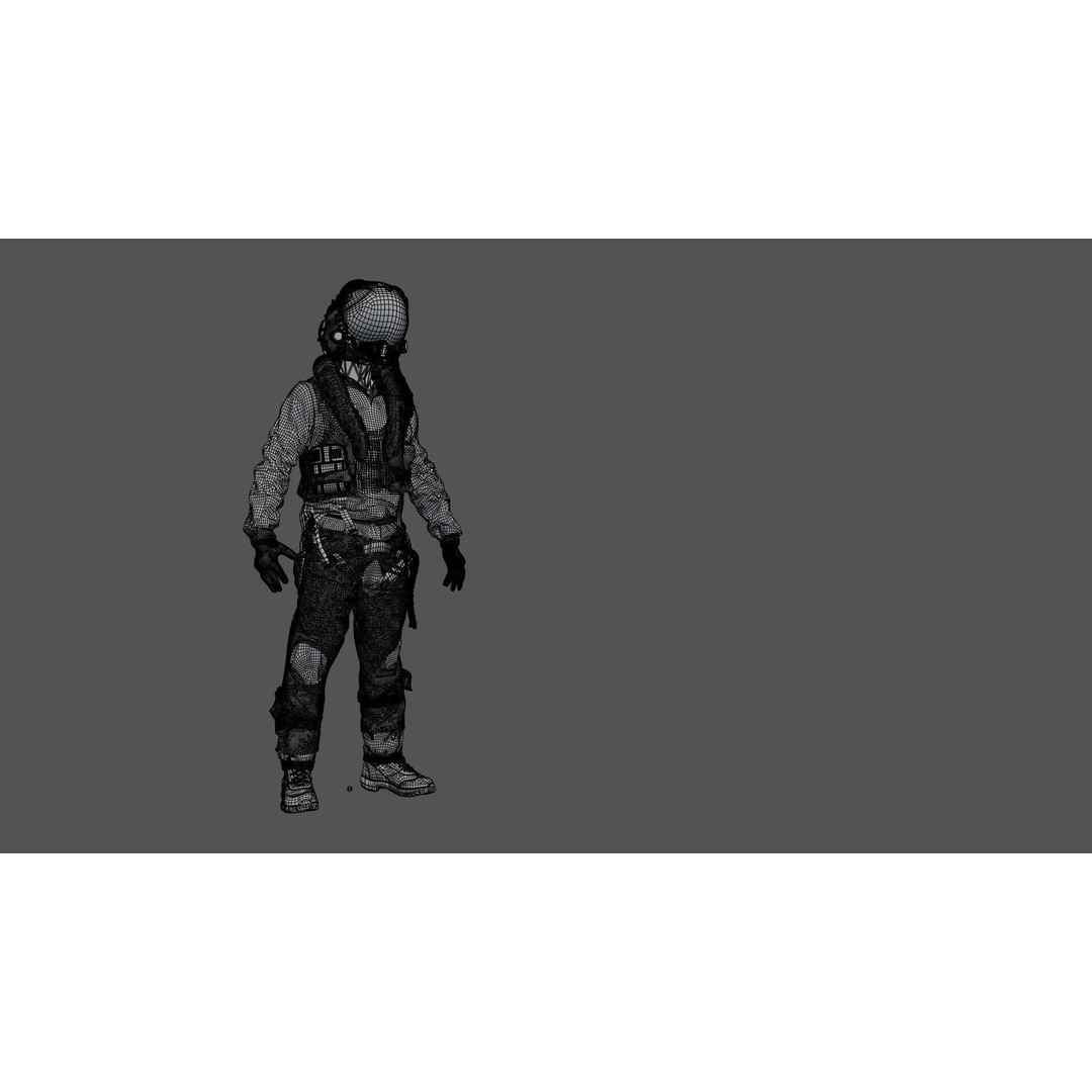 F35 Pilot 3D Model – High Poly Game-Ready Character, PBR Textures - View 19