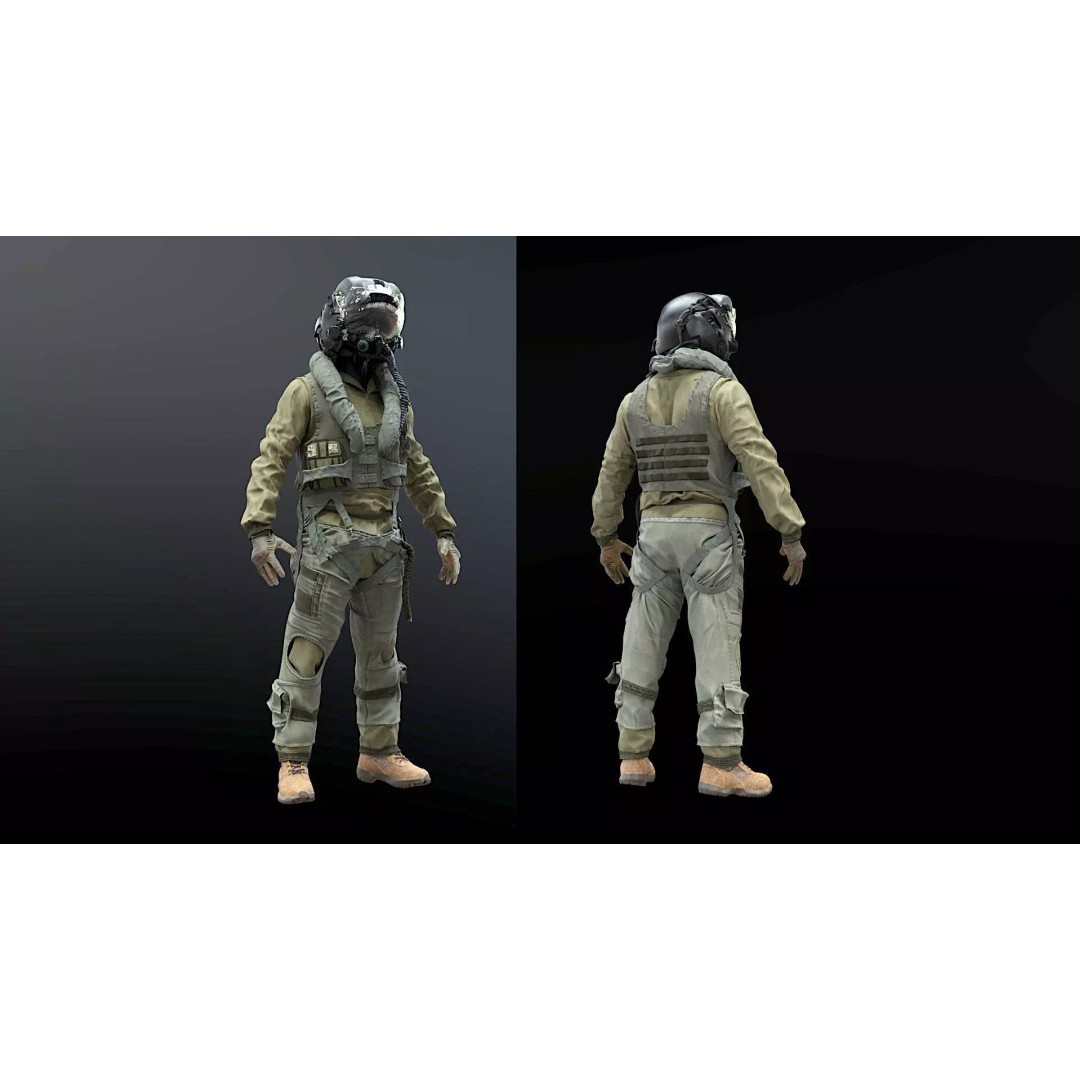 F35 Pilot 3D Model – High Poly Game-Ready Character, PBR Textures - View 2