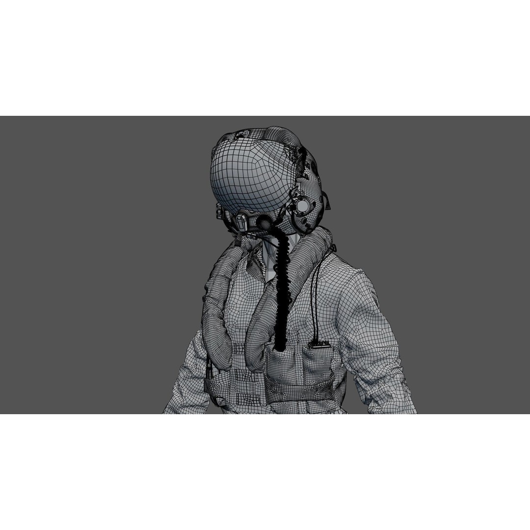 F35 Pilot 3D Model – High Poly Game-Ready Character, PBR Textures - View 21