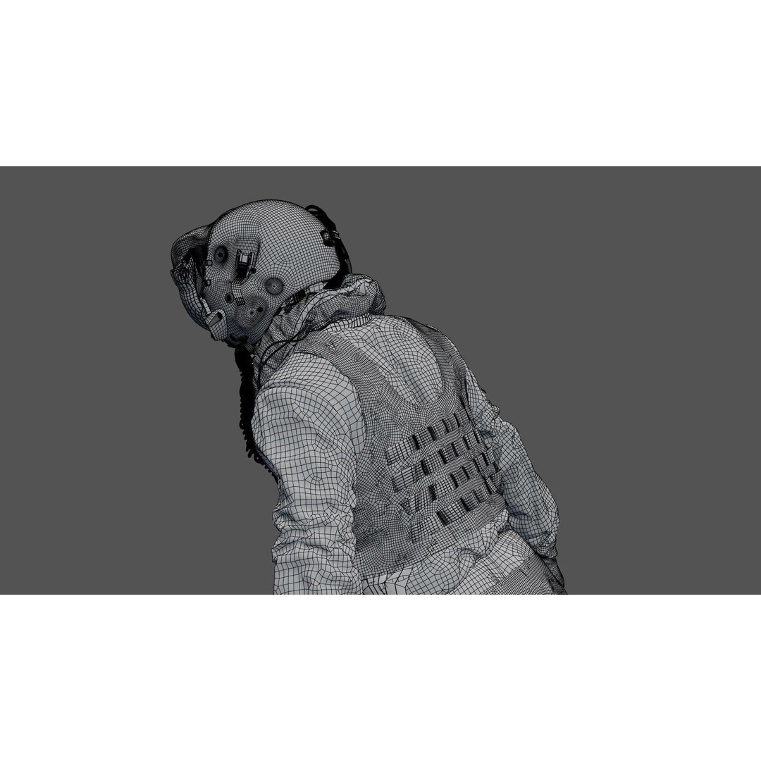 F35 Pilot 3D Model – High Poly Game-Ready Character, PBR Textures - View 22