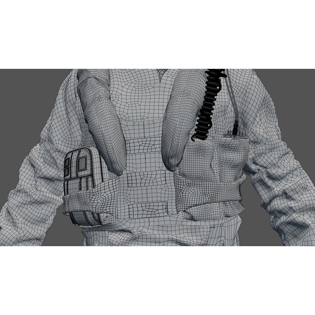 F35 Pilot 3D Model – High Poly Game-Ready Character, PBR Textures - View 25