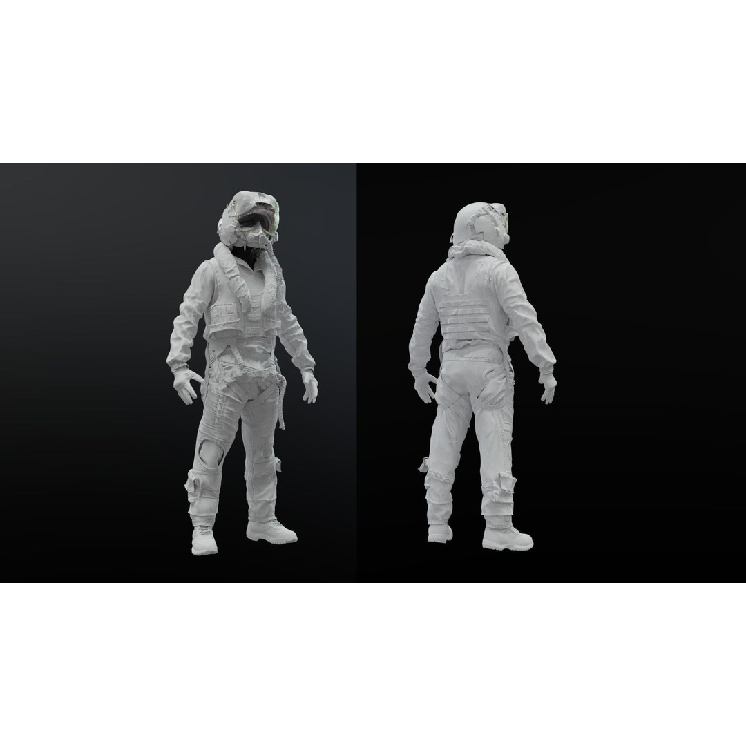 F35 Pilot 3D Model – High Poly Game-Ready Character, PBR Textures - View 3