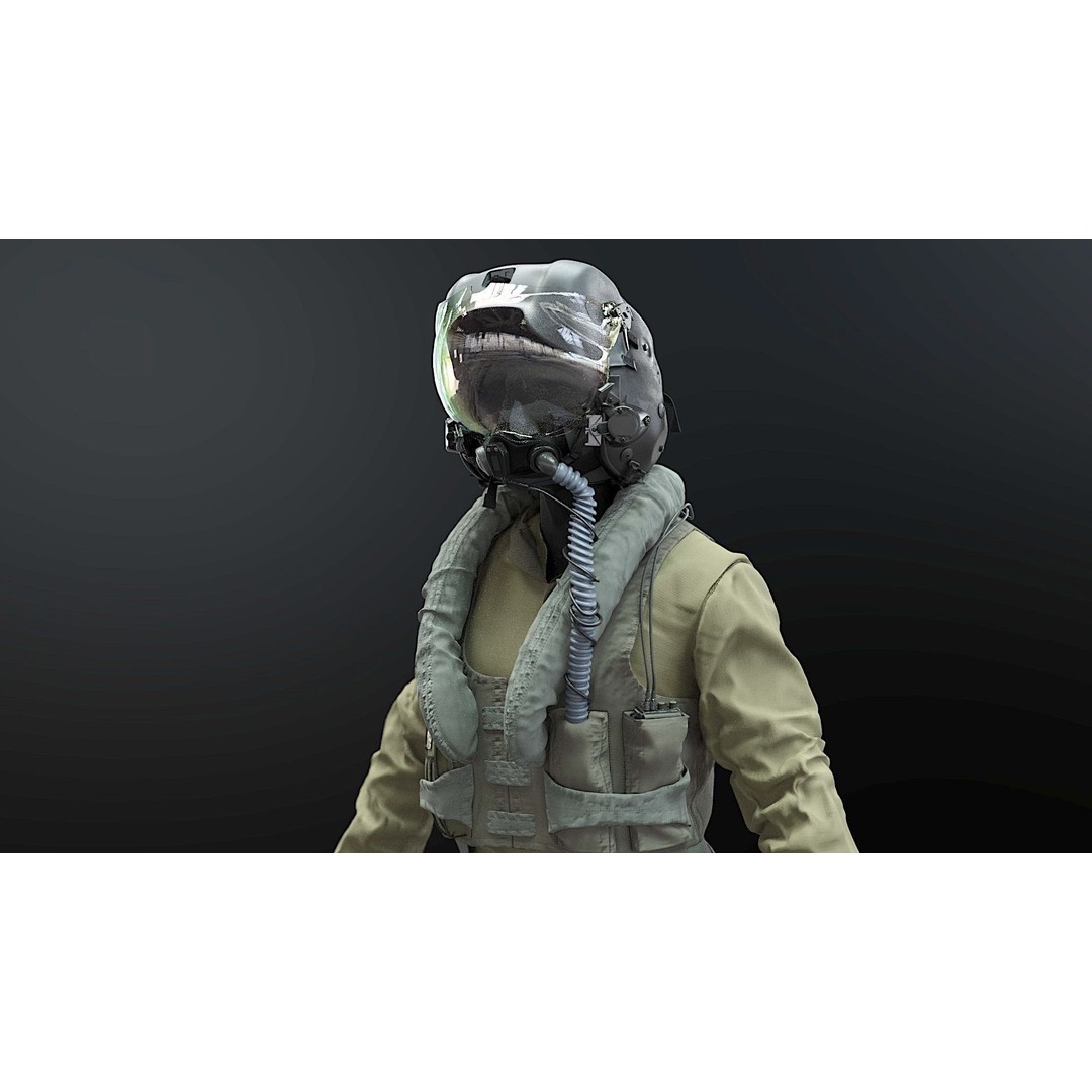 F35 Pilot 3D Model – High Poly Game-Ready Character, PBR Textures - View 5