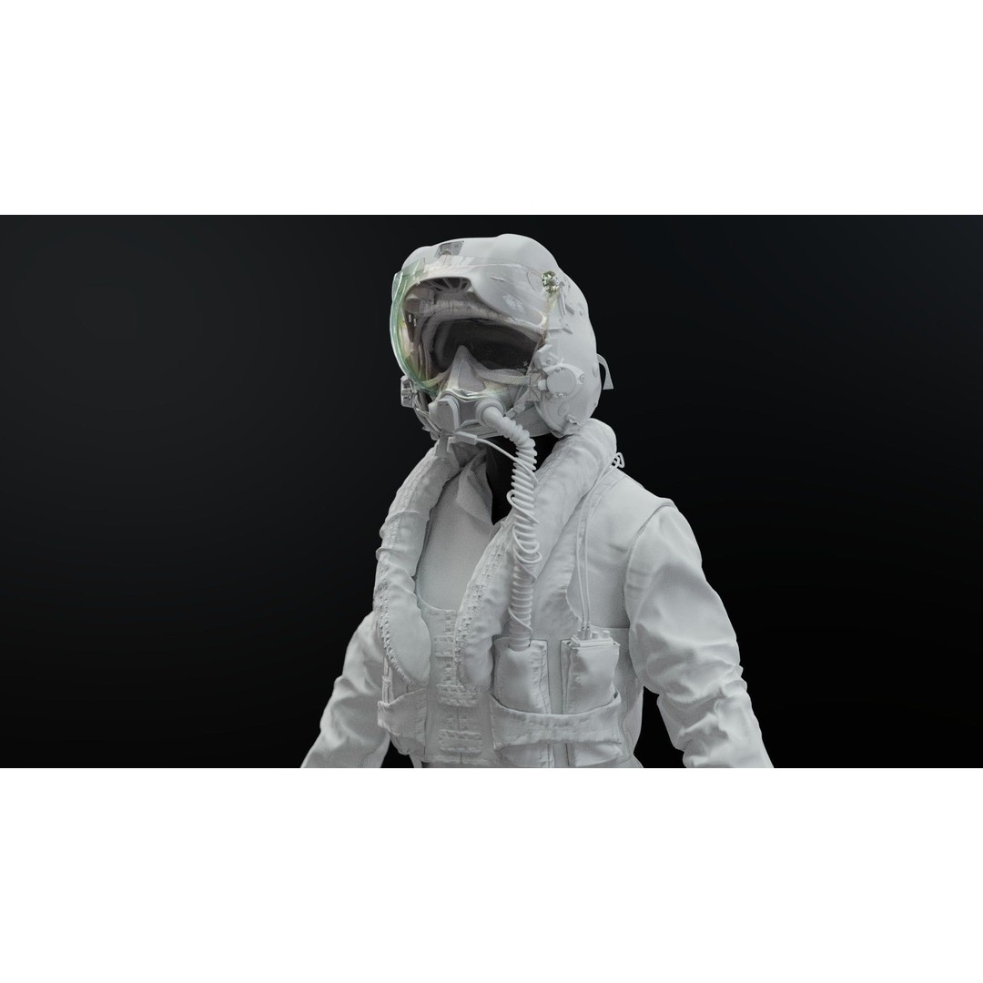F35 Pilot 3D Model – High Poly Game-Ready Character, PBR Textures - View 6