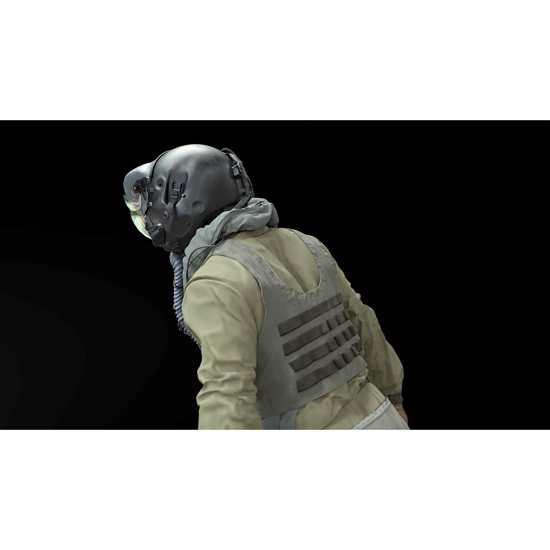 F35 Pilot 3D Model – High Poly Game-Ready Character, PBR Textures - View 7