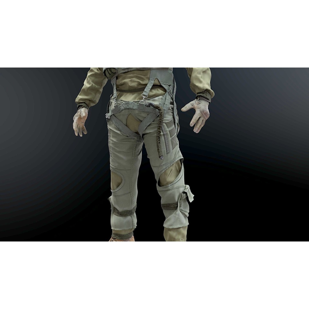 F35 Pilot 3D Model – High Poly Game-Ready Character, PBR Textures - View 9