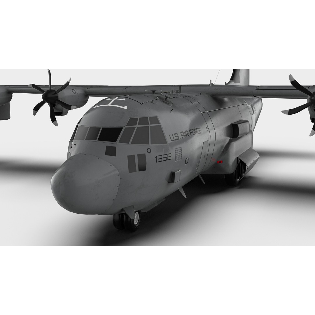 Lockheed Martin EC-130J 3D Model – Low Poly Military Aircraft, FBX - View 3