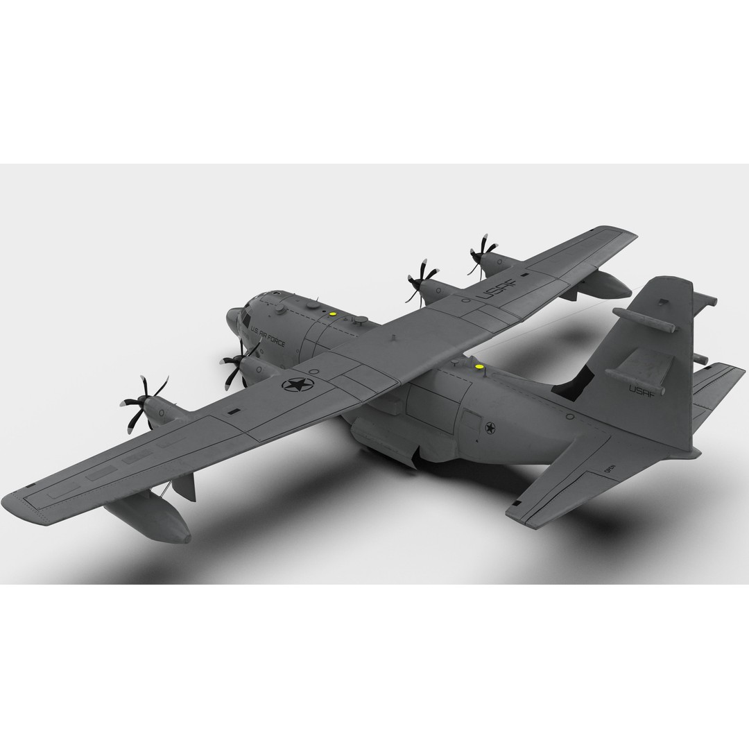 Lockheed Martin EC-130J 3D Model – Low Poly Military Aircraft, FBX - View 4