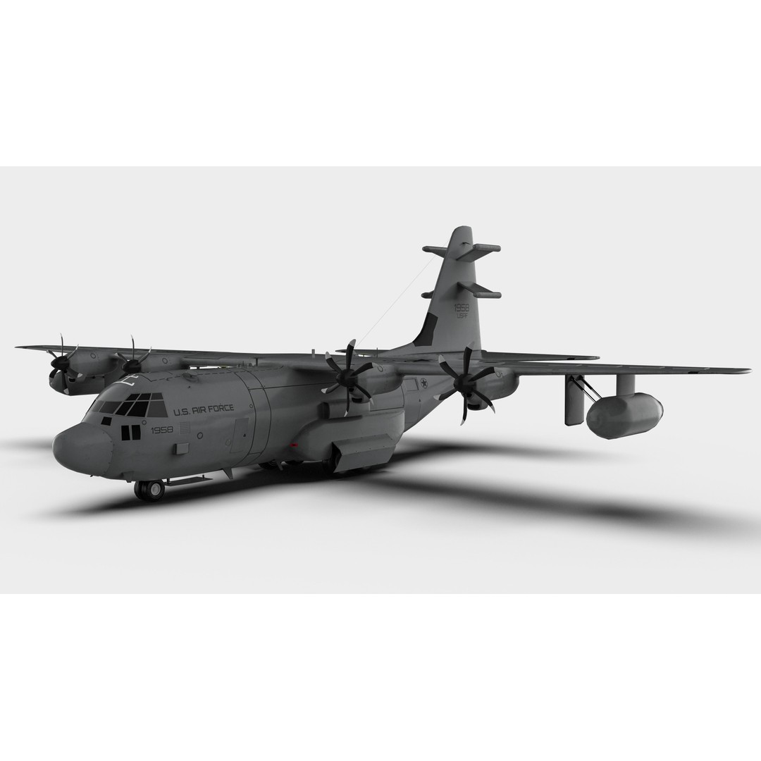 Lockheed Martin EC-130J 3D Model – Low Poly Military Aircraft, FBX - View 5