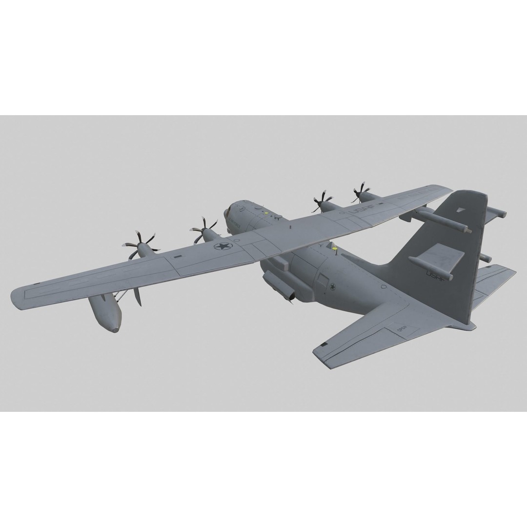Lockheed Martin EC-130J 3D Model – Low Poly Military Aircraft, FBX - View 7