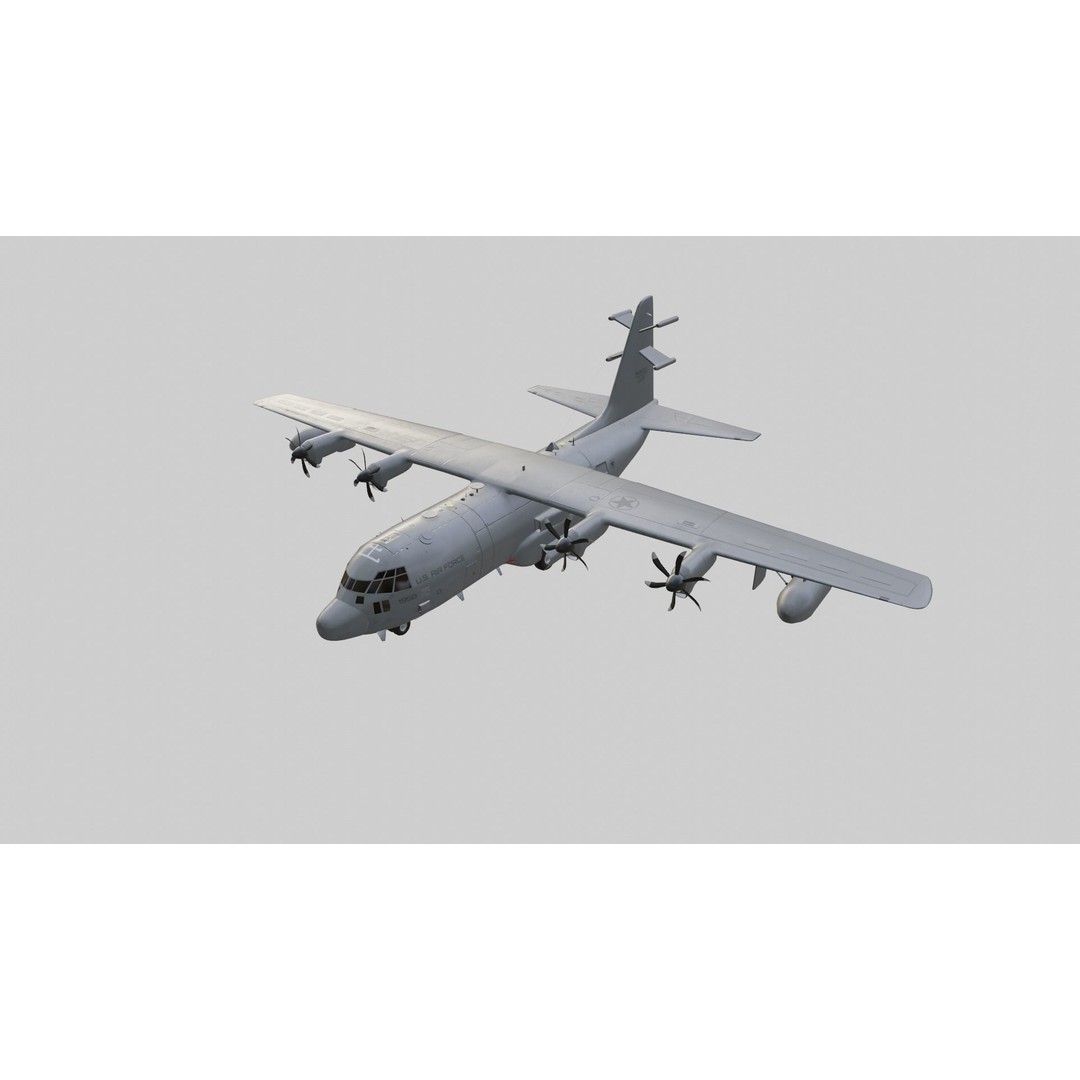 Lockheed Martin EC-130J 3D Model – Low Poly Military Aircraft, FBX - View 8